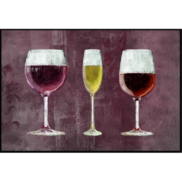 Carolines Treasures Three Glasses of Wine Purple Indoor or Outdoor Mat SB3073JMAT - main